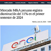 Mercado M&A peruano registra disminucin del 11% en el primer semestre de 2024